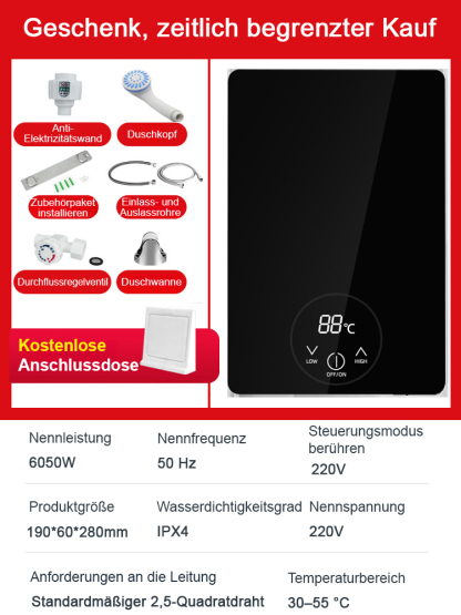 【Sofortige Erwärmung】AI-intelligenter, frequenzvariabler, sofortiger Durchlauferhitzer