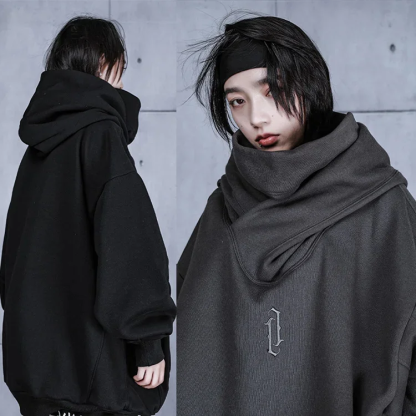Lose Samtjacke mit hohem Kragen und Kapuze für Paare im Hip-Hop-Stil