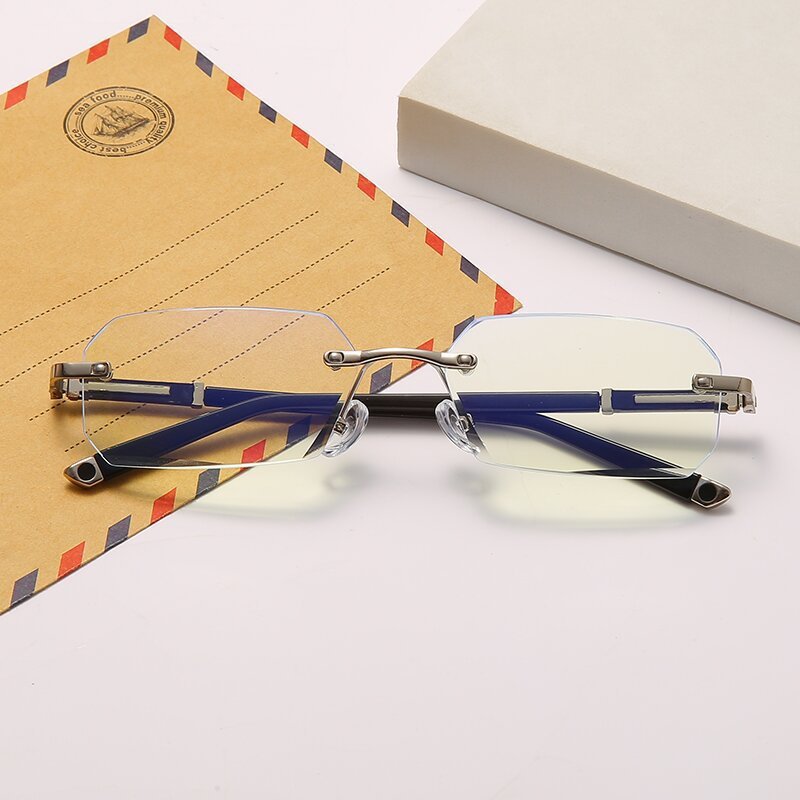 Ultraleichte randlose Lesebrille mit Diamantschlifftechnik und Blaulic