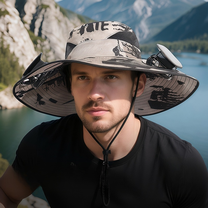 Solar Ventilator Sonnenhut ☀️ 47cm XXL Krempe ❄️ 12 Grad Kühlung plus USB 7 Blatt Turbine