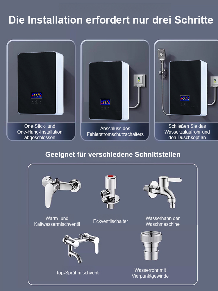 【Keine komplizierte Installation erforderlich】🚿 ECO Durchlauferhitzer für die Wandmontage，Exklusives Energiesparpatent！💡 🌿