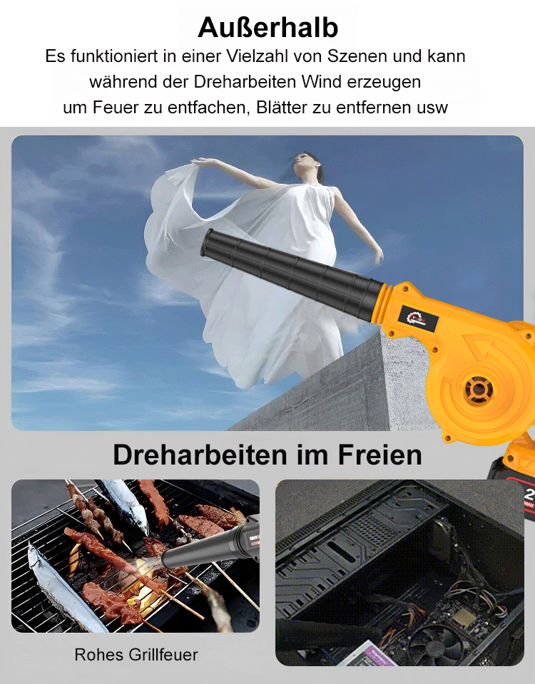 Kabellose Hochleistungs-Schneefräse zum Blasen und Saugen