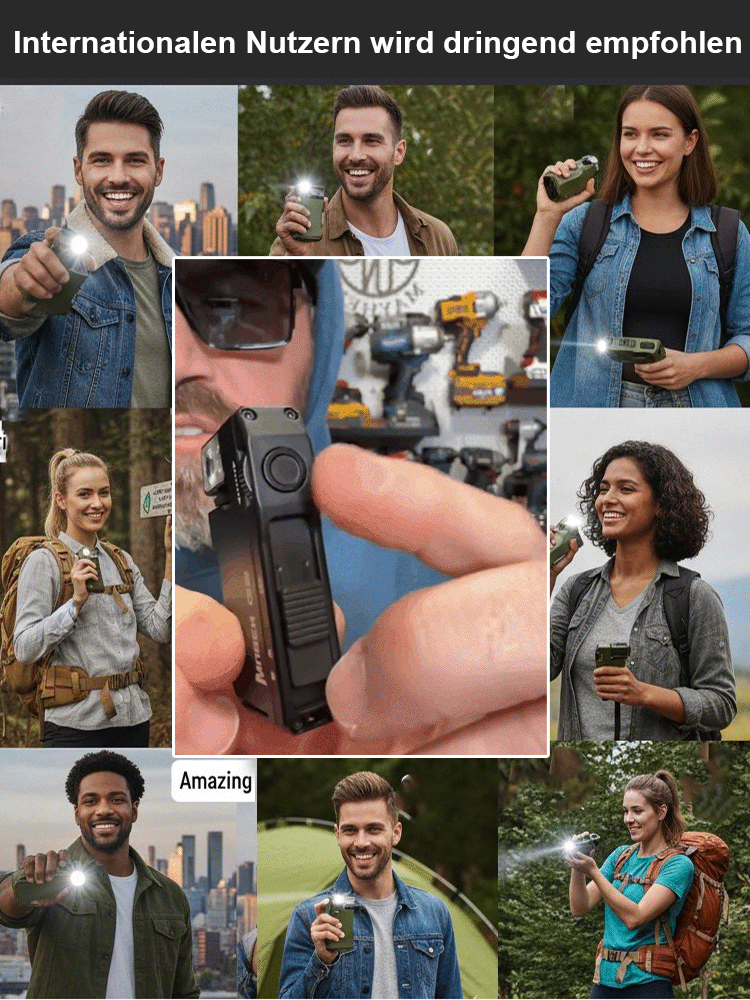 Hardcore-Gadget: ⚙️ Deine EDC-Multifunktions-Taschenlampe aus Metall! IP68 wasserdicht 💧, magnetisch schwenkbar 🧲 und passt in jede Hosentasche. 👖