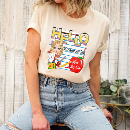 Hello Kindergarten Back to school Personalized T-shirt Gift for Teachers-ancustom