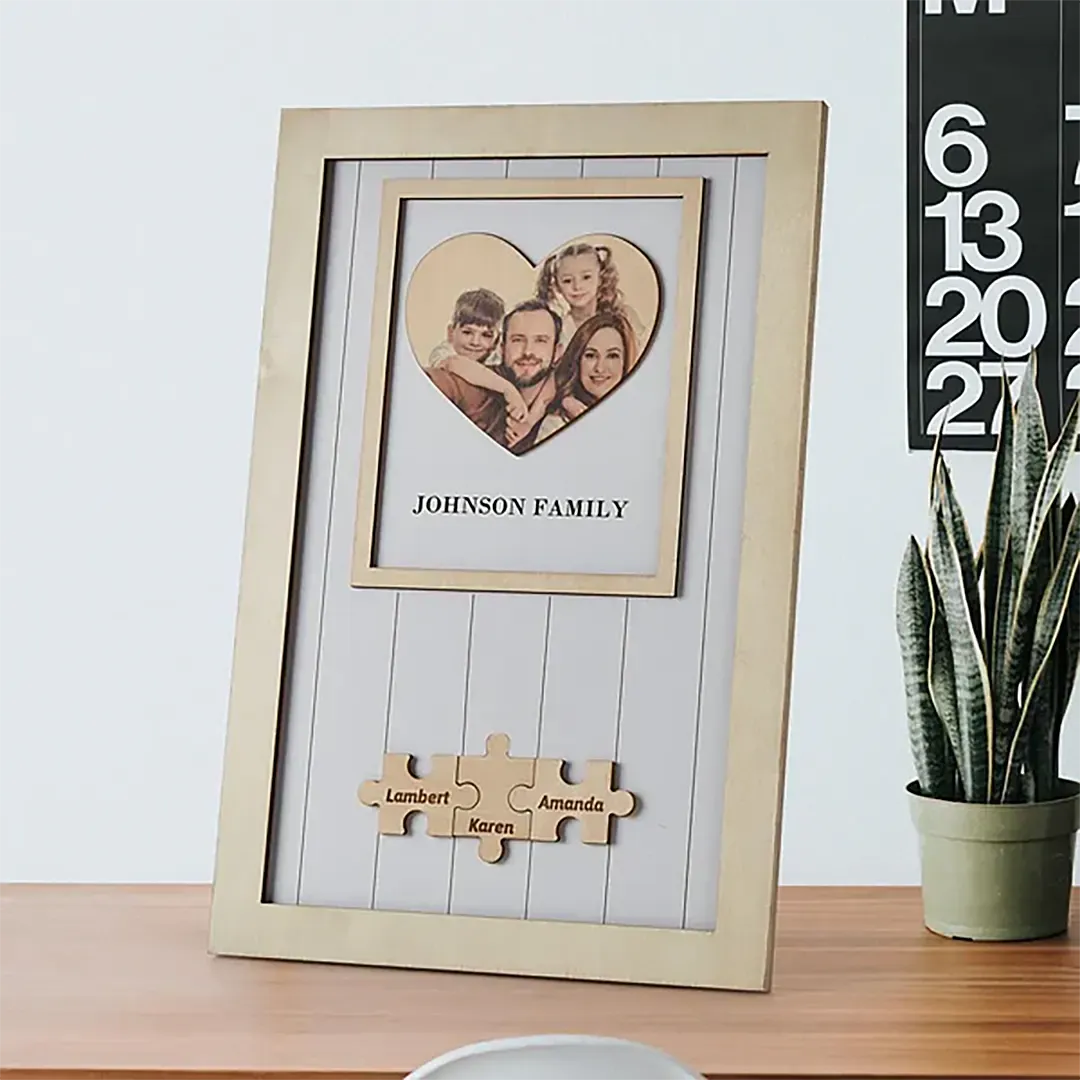 Custom wooden photo frame with heart shaped photo custom photo gift-ancustom