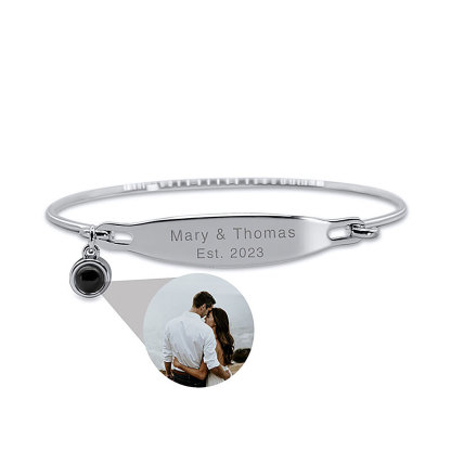 Personalized projection picture ring bracelet with custom text warm gift-ancustom