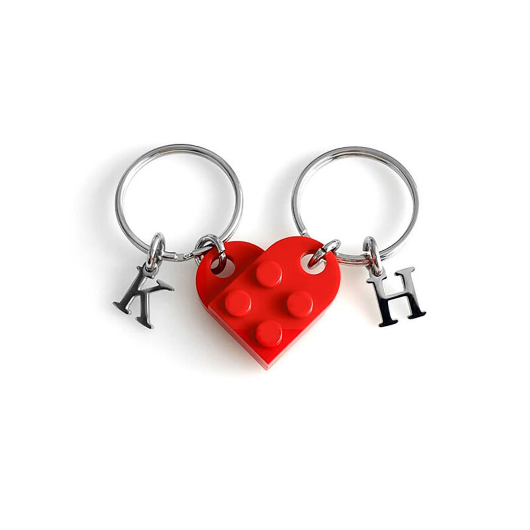 Personalized Building Block Keychain With Customized Initials For Sweet Couples-ancustom