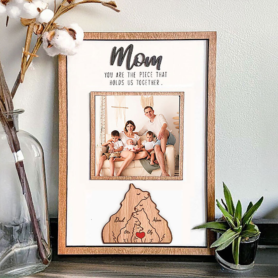 Personalized Wolf Family Puzzle Photo Frame Warm Mother's Day Gift-ancustom