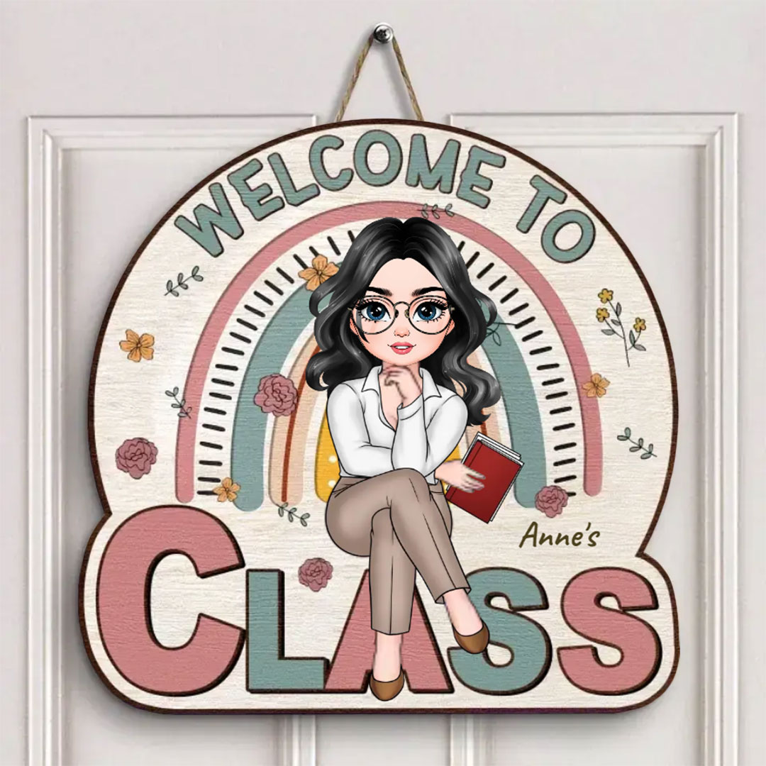 Welcome To My Class Floral - Personalized Custom Door Sign - Teacher's Day Gift For Teacher-ancustom