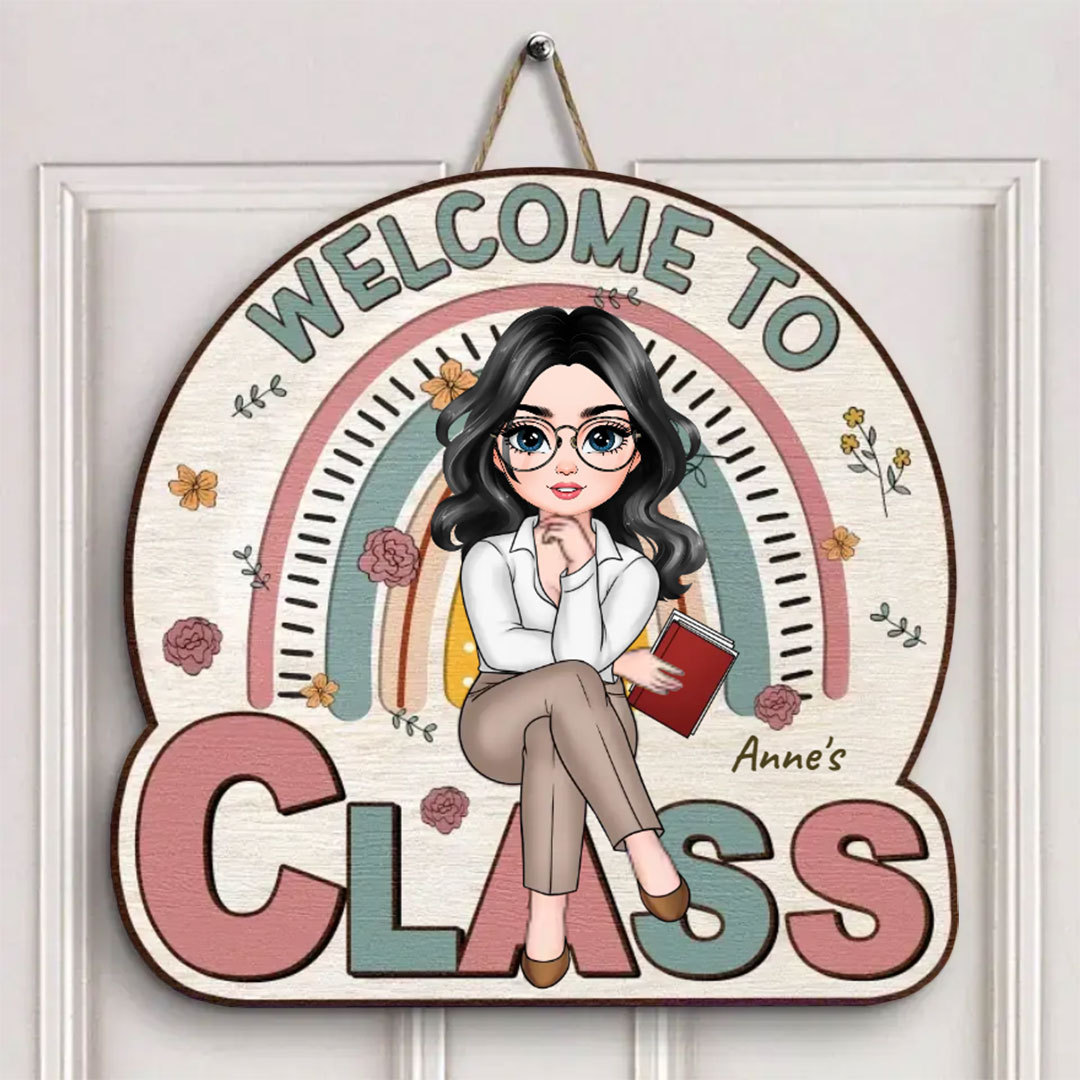 Welcome To My Class Floral - Personalized Custom Door Sign - Teacher's Day Gift For Teacher-ancustom
