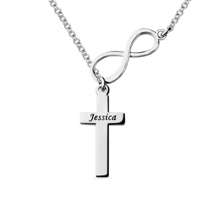 Elegant Infinity Cross Name Necklace-ancustom