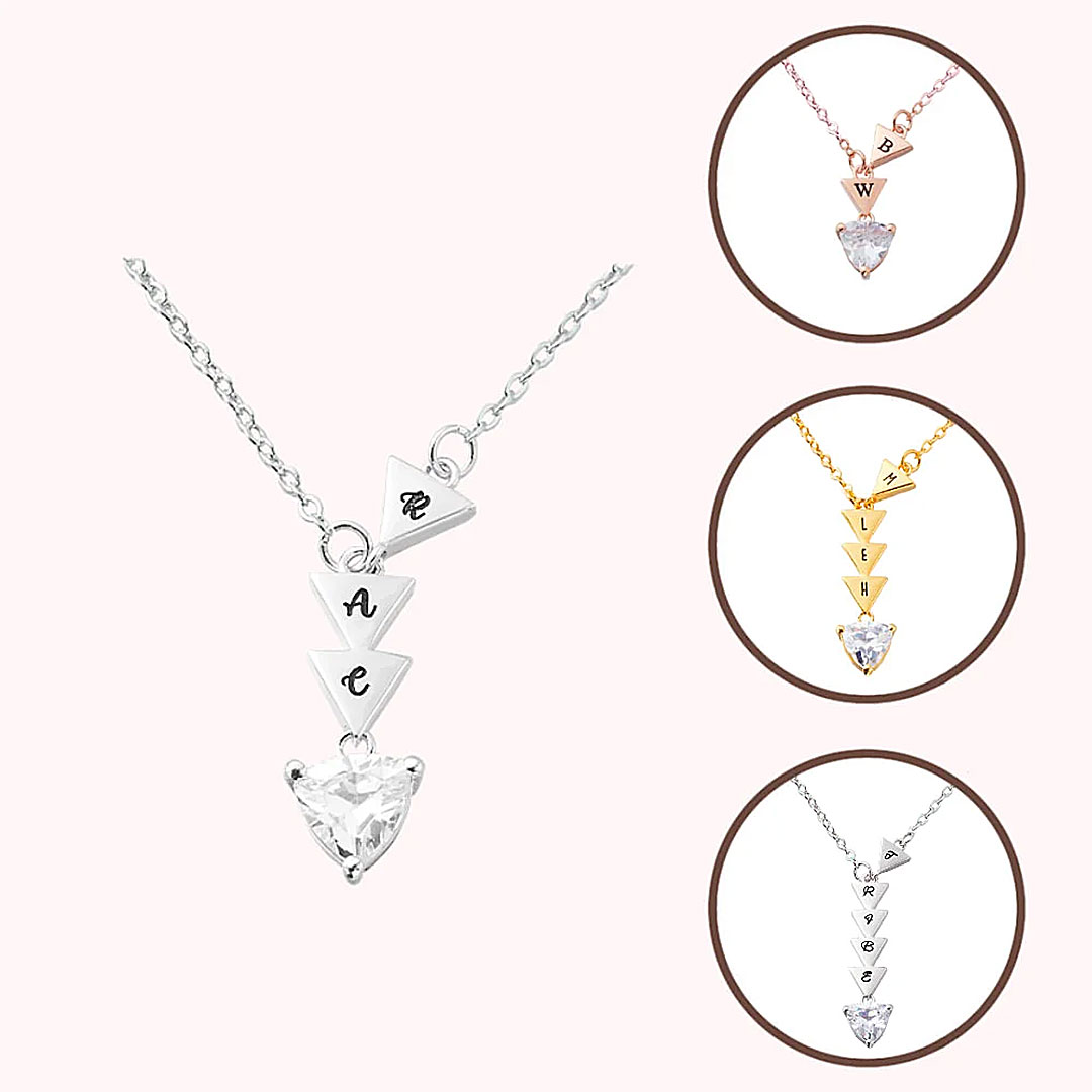 Personalized Thank You for Being My Badass Tribe Friendship Necklace with 2 - 5 Initial Triangles and Rhinestone Anniversary Birthday Gift for Her-ancustom