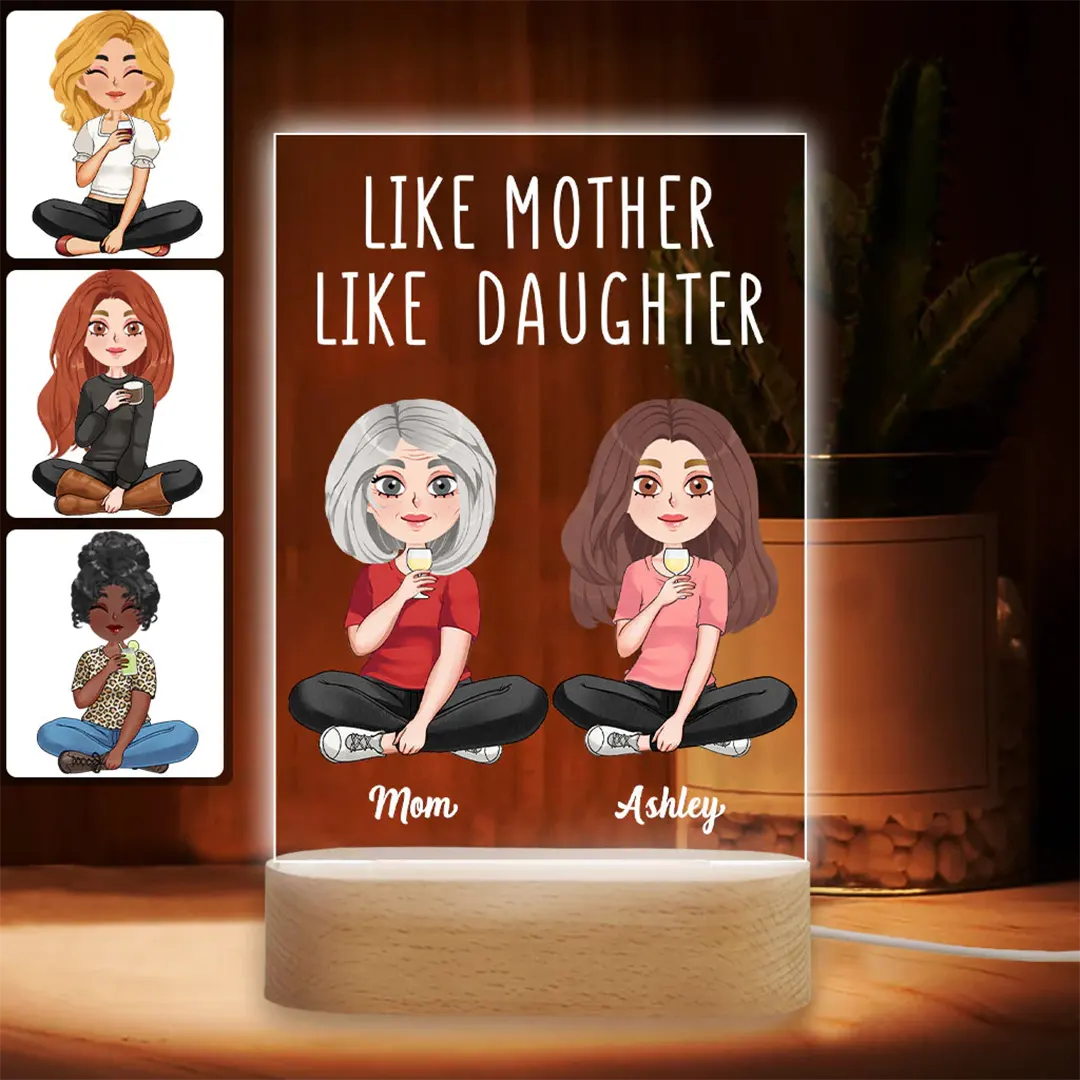 Like Mother Like Daughter - Personalized Mother Shaped Plaque Light Base-ancustom