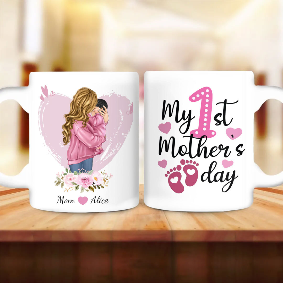 Custom Personalized Mother Coffee Mug - Mother's Day Gift Idea - My 1st Mother's Day-ancustom
