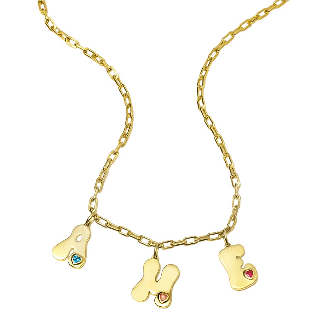 RETRO INITIAL CHARMS NECKLACE-ancustom