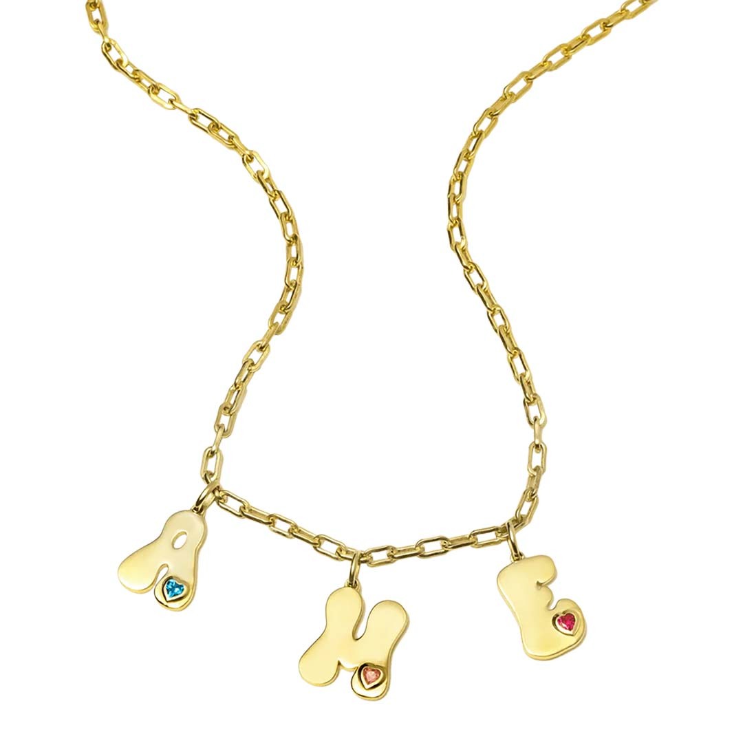 RETRO INITIAL CHARMS NECKLACE-ancustom