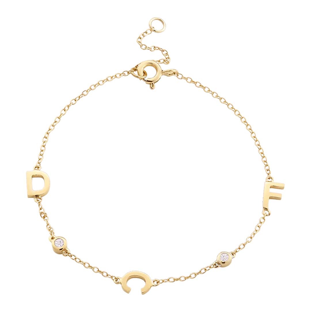 Customized Personalized Diamond Letter Bracelet-ancustom