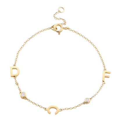 Customized Personalized Diamond Letter Bracelet-ancustom