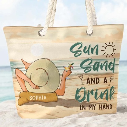 A Drink In My Hand - Personalized Beach Bag-ancustom