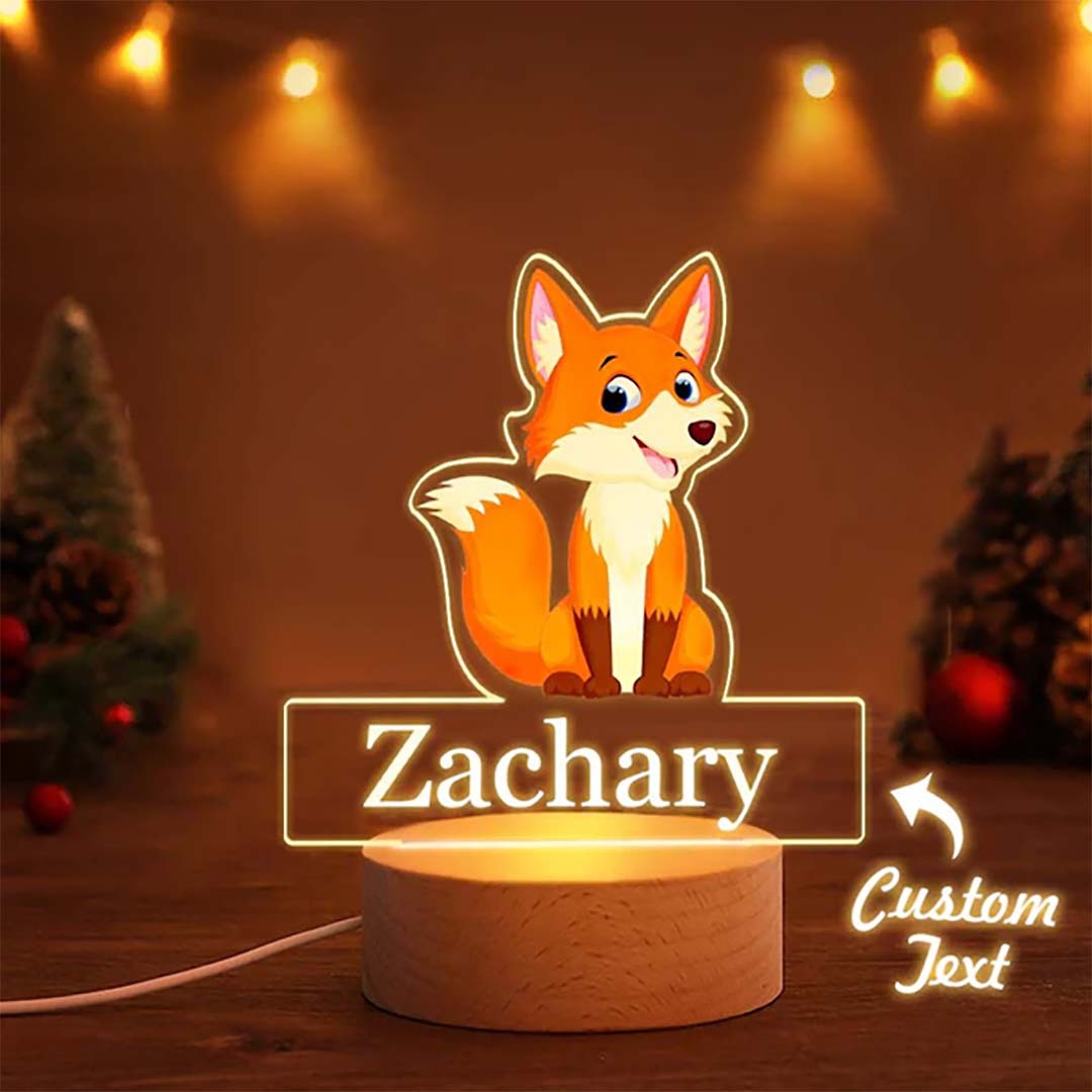 Custom Fox Night Light with Personalised Name Kids Bedroom Nursery Decor-ancustom