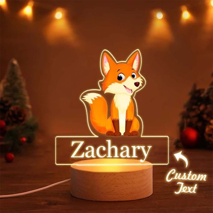 Custom Fox Night Light with Personalised Name Kids Bedroom Nursery Decor-ancustom