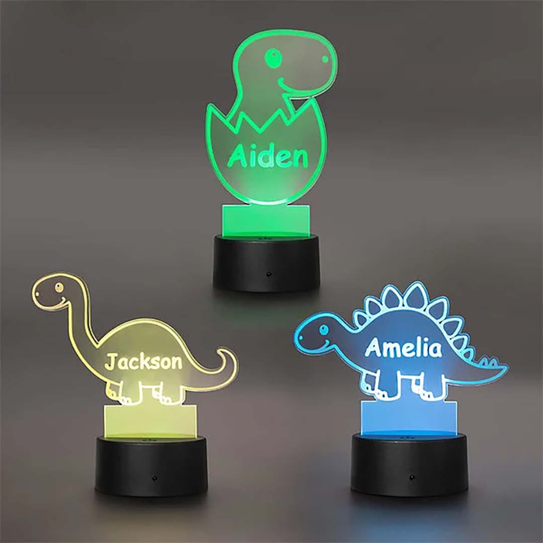 Personalized Cute Dinosaur 7 Colors Change Acrylic LED Night Light with Name and Base Bedroom Decor Birthday Children's Day Gift for Kids-ancustom