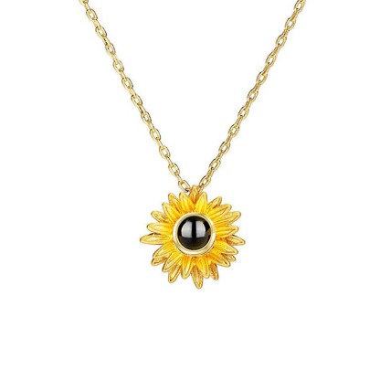 Personalised Sunflower Photo Projection Necklace-ancustom