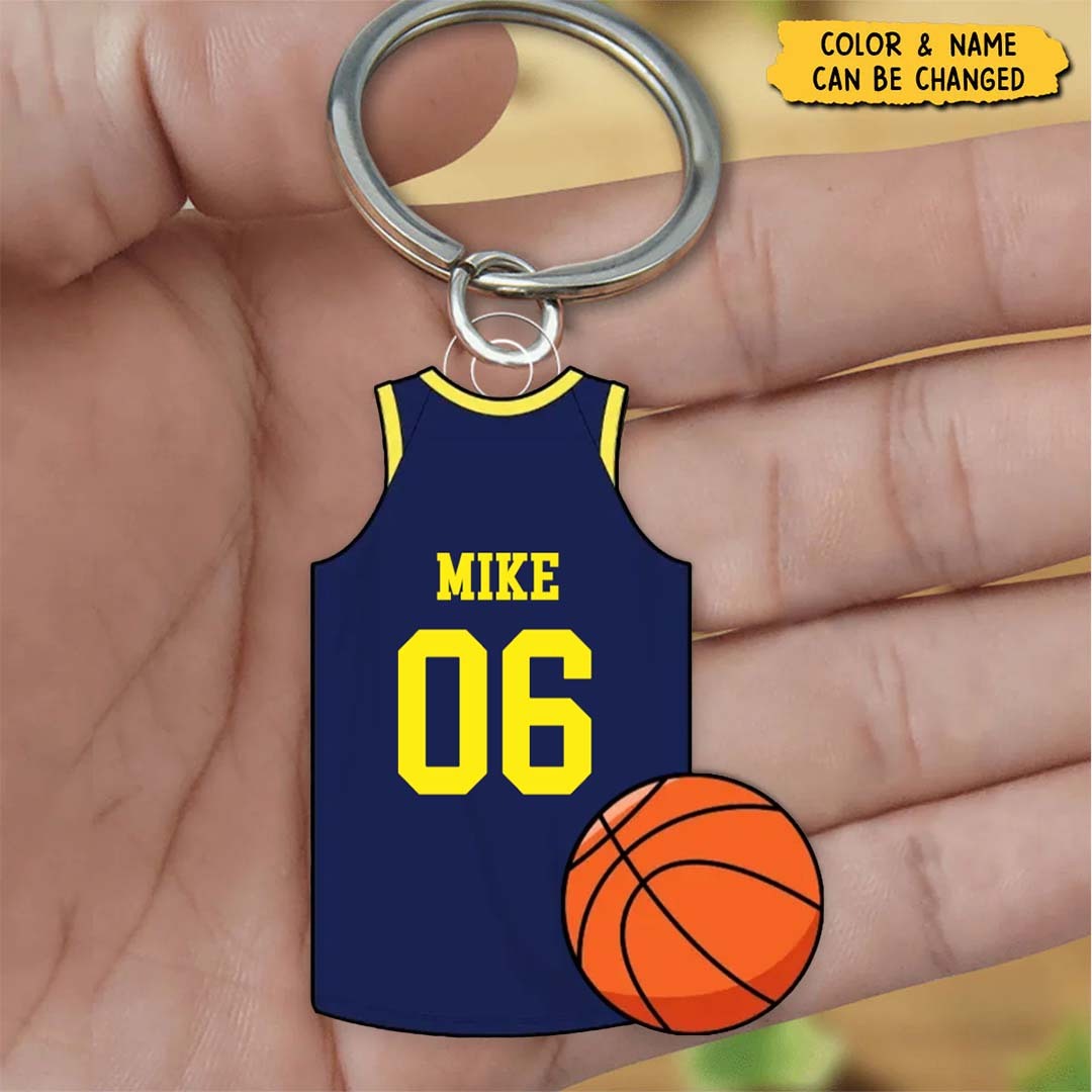 Basketball Jersey Personalized Acrylic Keychain, Gift For Son, Husband, Him-ancustom