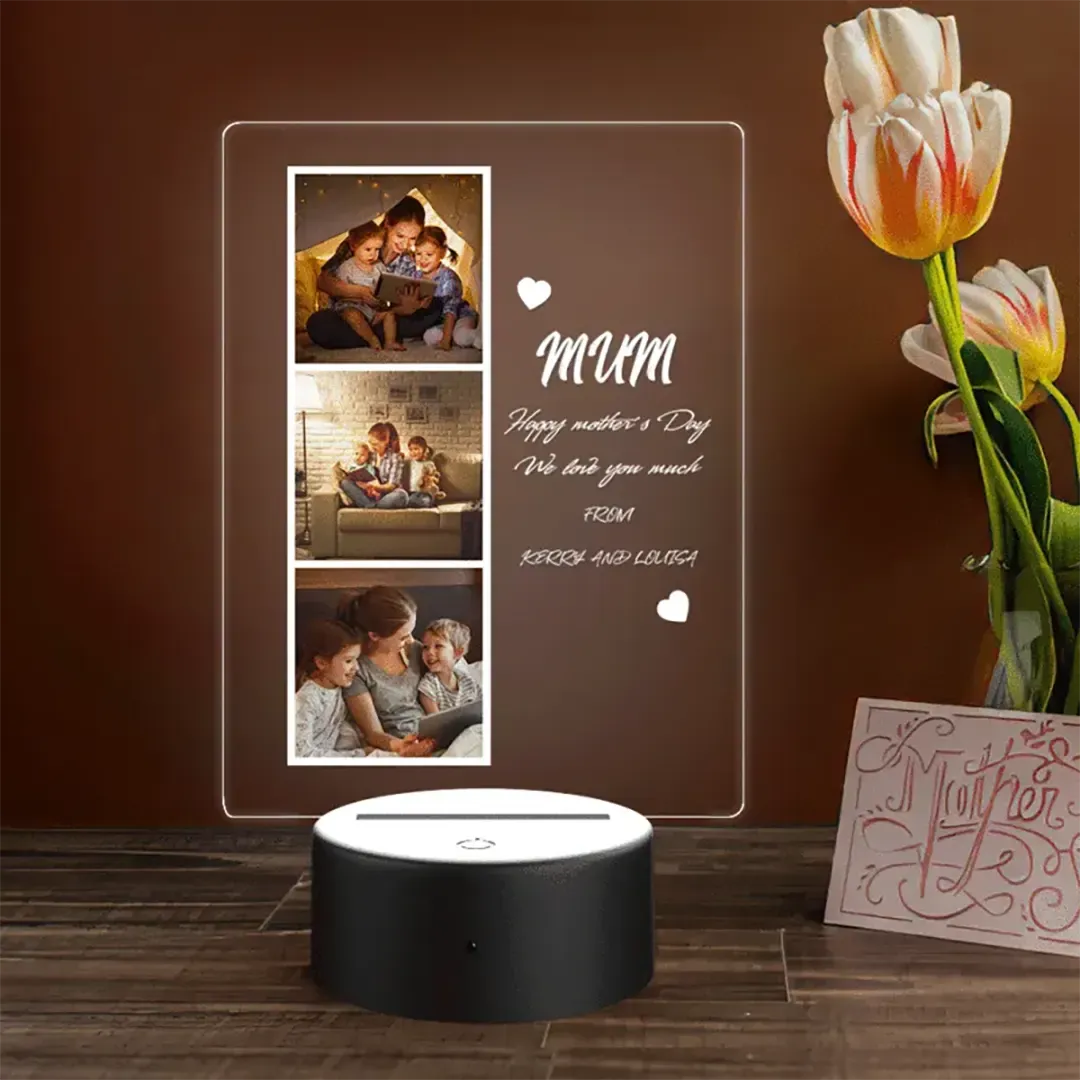 Custom Photo and Name Acrylic Night Light Gift for Mom-ancustom