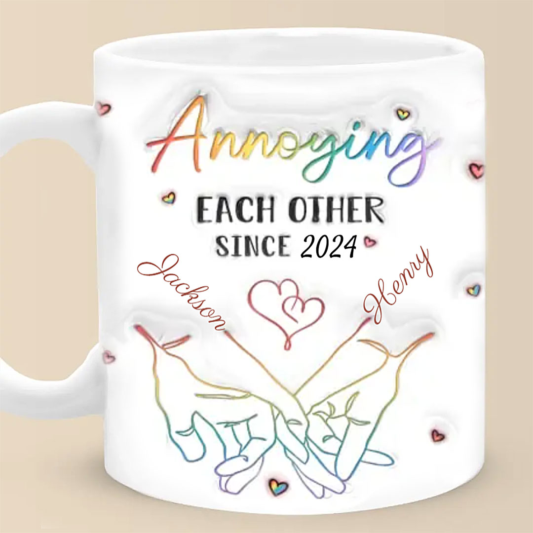Love Knows No Gender - Couple Personalized 3D Inflatable Effect Printed Mug - Anniversary Gift for Husband, Wife-ancustom