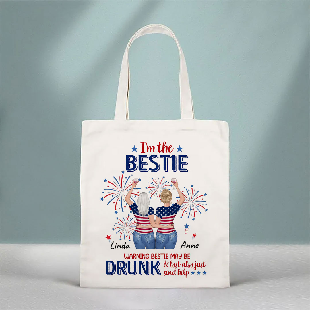 Custom Personalized Friends 4th of July Canvas Bag - Independence Day Gift for Friends/Bestie/Sisters-ancustom
