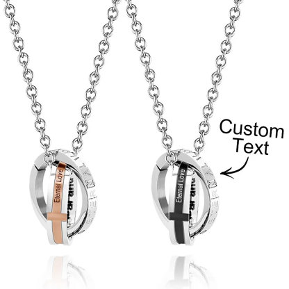 Interlocking Couples Name Necklace Trendy New Fashion Double Layer Collarbone Chain with Personalized Simple Necklaces Anniversary Gifts-ancustom