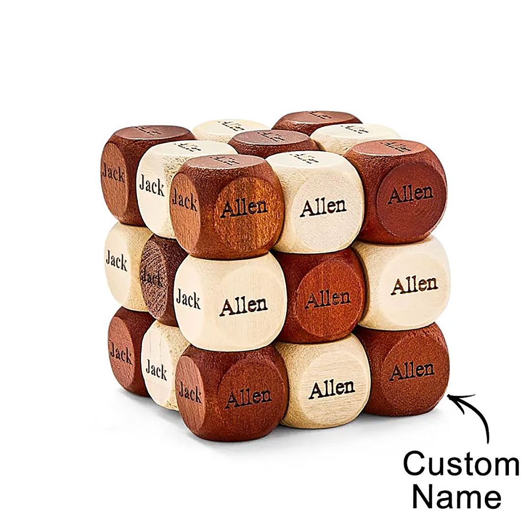 Cube Puzzle Game Wooden Snake Puzzles Family Night Game Toy Fun Games and Board Game with Family Name Best Gift for Baby Family-ancustom