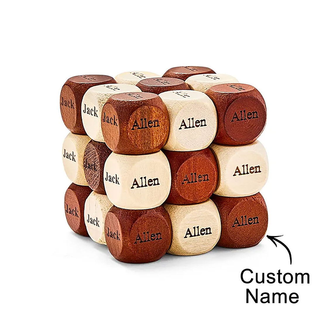 Cube Puzzle Game Wooden Snake Puzzles Family Night Game Toy Fun Games and Board Game with Family Name Best Gift for Baby Family-ancustom