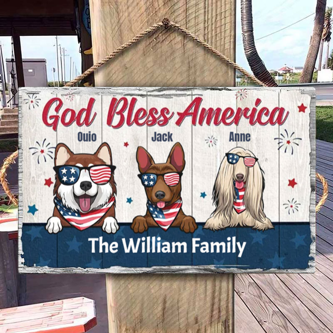 God Bless America - 4th Of July Funny Personalized Pet Rectangle Sign-ancustom