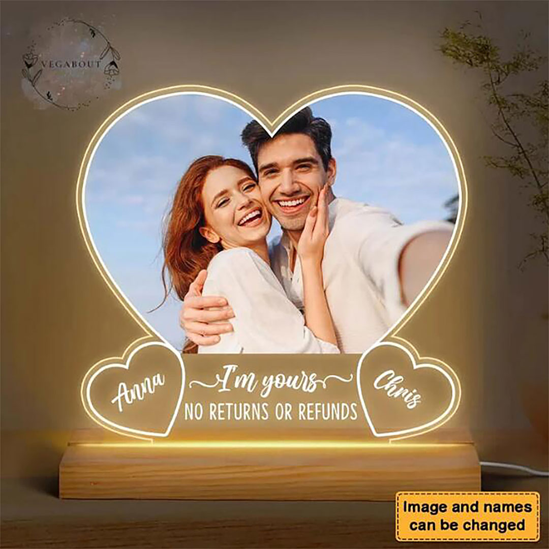 Personalized couple heart-shaped night light-ancustom