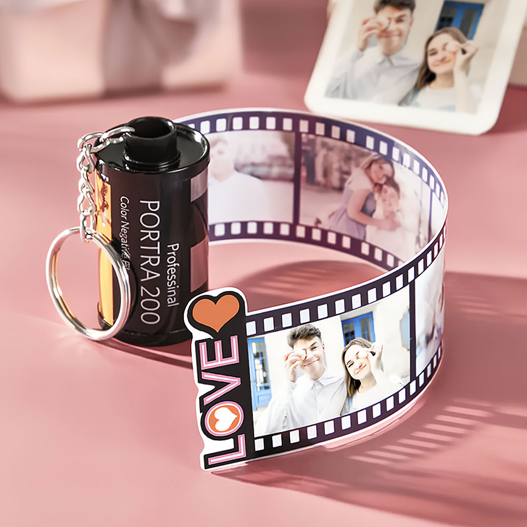 Custom Photo Film Roll Keychain Personalized Love Camera Roll Keychain Anniversary Gifts-ancustom