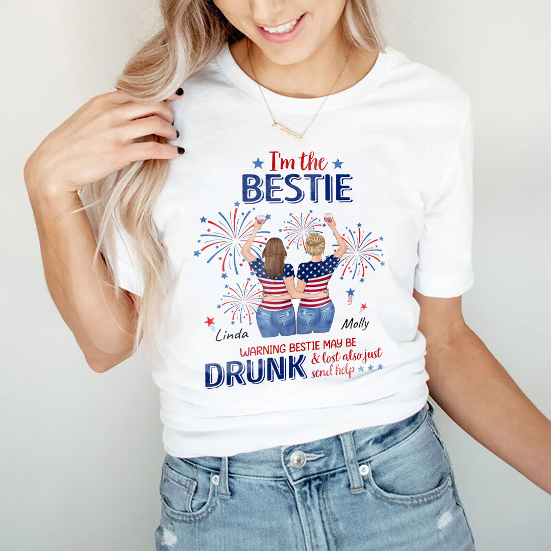 Custom Personalized Friend's 4th Of July T-Shirt - Gift Idea For Friends/ Besties/ Sister On Independence Day-If Lost Or Drunk Please Return To Bestie-ancustom