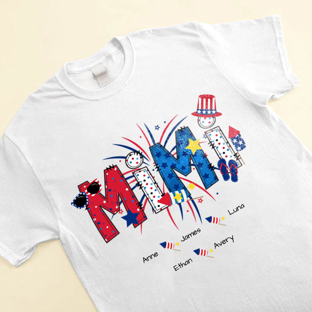 Great Mom Grandma Happy Holidays - Family Personalized Custom Unisex T-shirt - 4th Of July, Birthday Gift For Mom, Grandma-ancustom