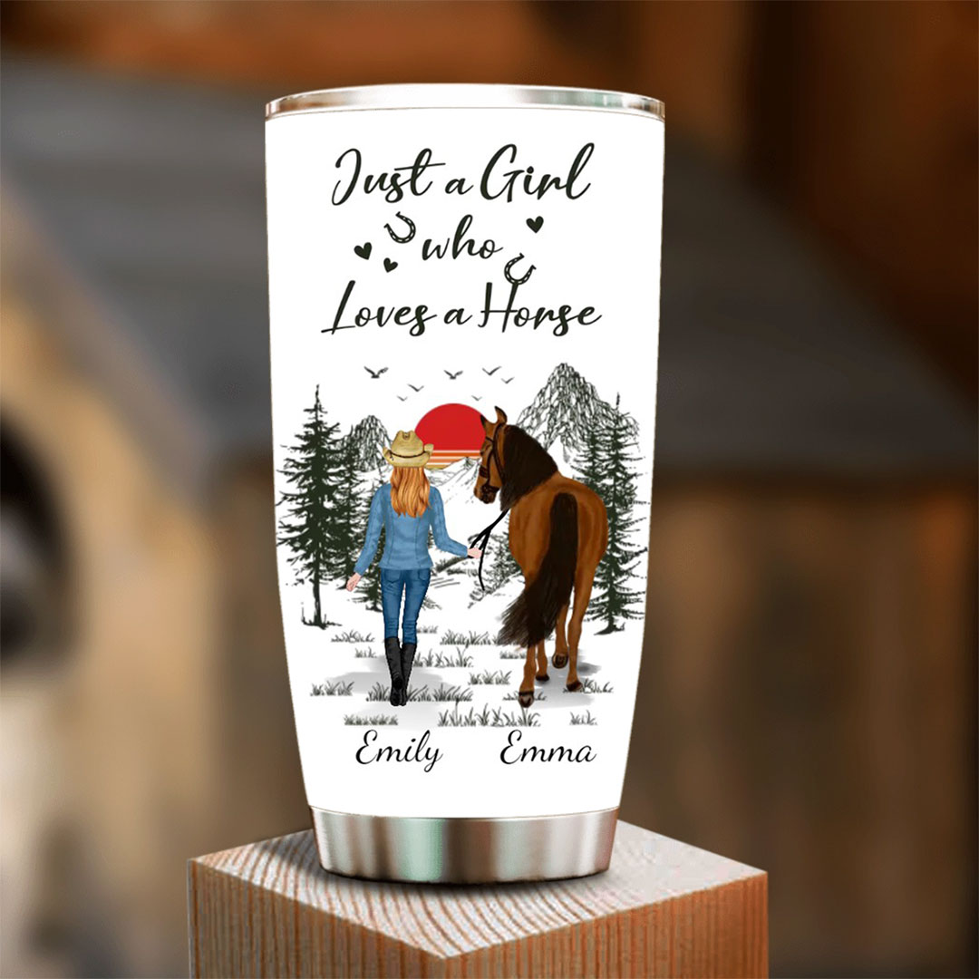Custom Personalized Horse Girl Travel mug - Gift Idea For Horse Lovers -I Love You To The Barn & Back-ancustom