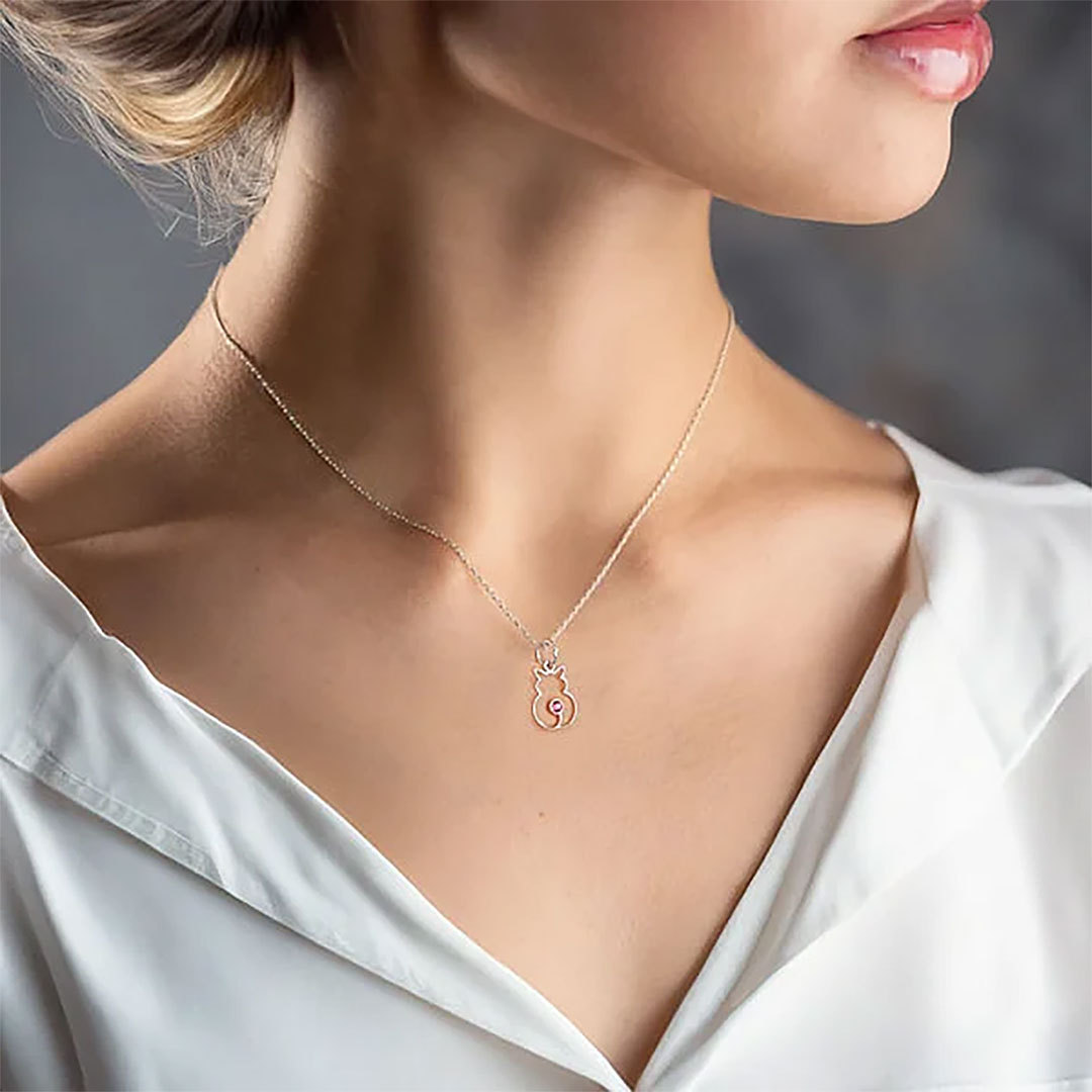 Personalized Minimalist Cat Silhouette Necklace with Birthstone Birthday Anniversary Gift for Pet Lover-ancustom