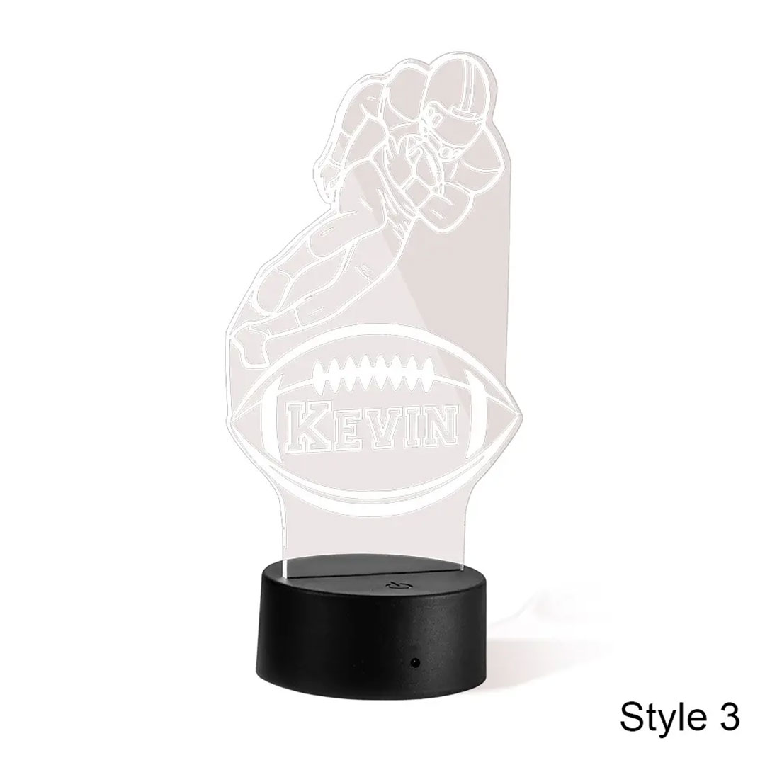 Custom Name Football Player LED Night Light, LED Sign Home Decor, Football Player Silhouette Light Lamp, Gift for Athlete/Football Player/Sports Lover-ancustom