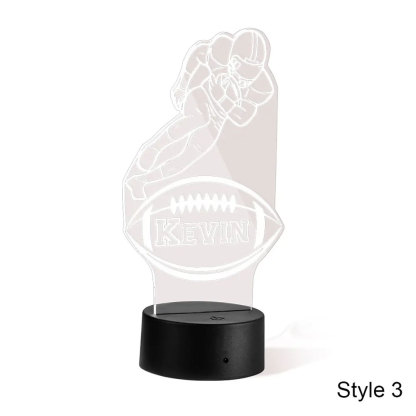Custom Name Football Player LED Night Light, LED Sign Home Decor, Football Player Silhouette Light Lamp, Gift for Athlete/Football Player/Sports Lover-ancustom
