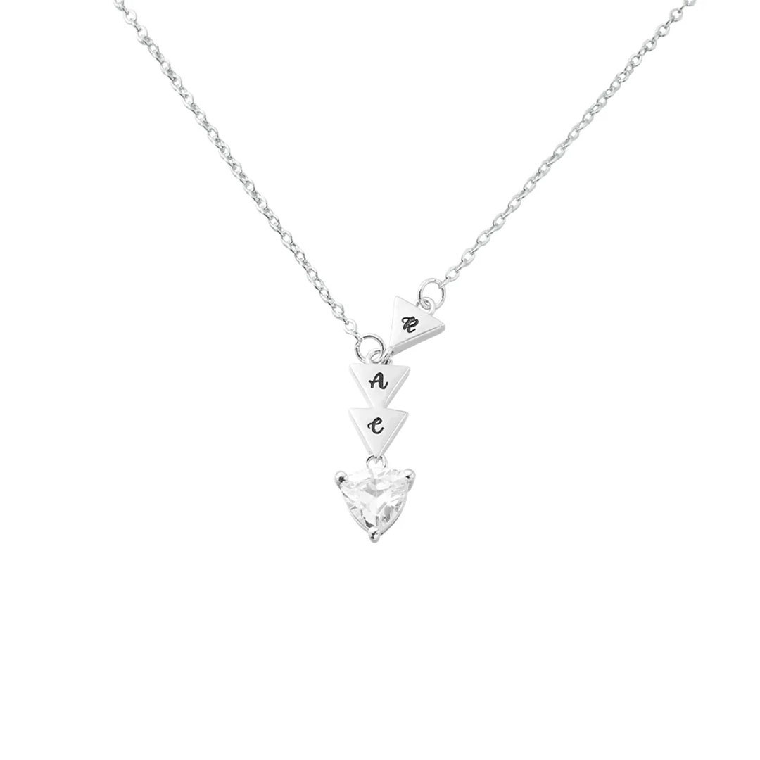 Personalized Thank You for Being My Badass Tribe Friendship Necklace with 2 - 5 Initial Triangles and Rhinestone Anniversary Birthday Gift for Her-ancustom