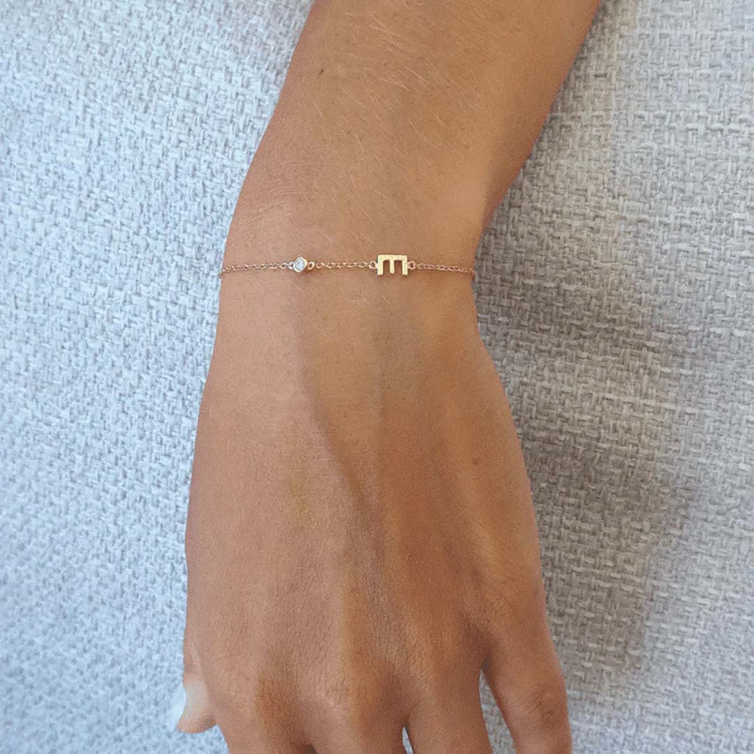 Customized Personalized Diamond Letter Bracelet-ancustom