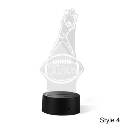 Custom Name Football Player LED Night Light, LED Sign Home Decor, Football Player Silhouette Light Lamp, Gift for Athlete/Football Player/Sports Lover-ancustom
