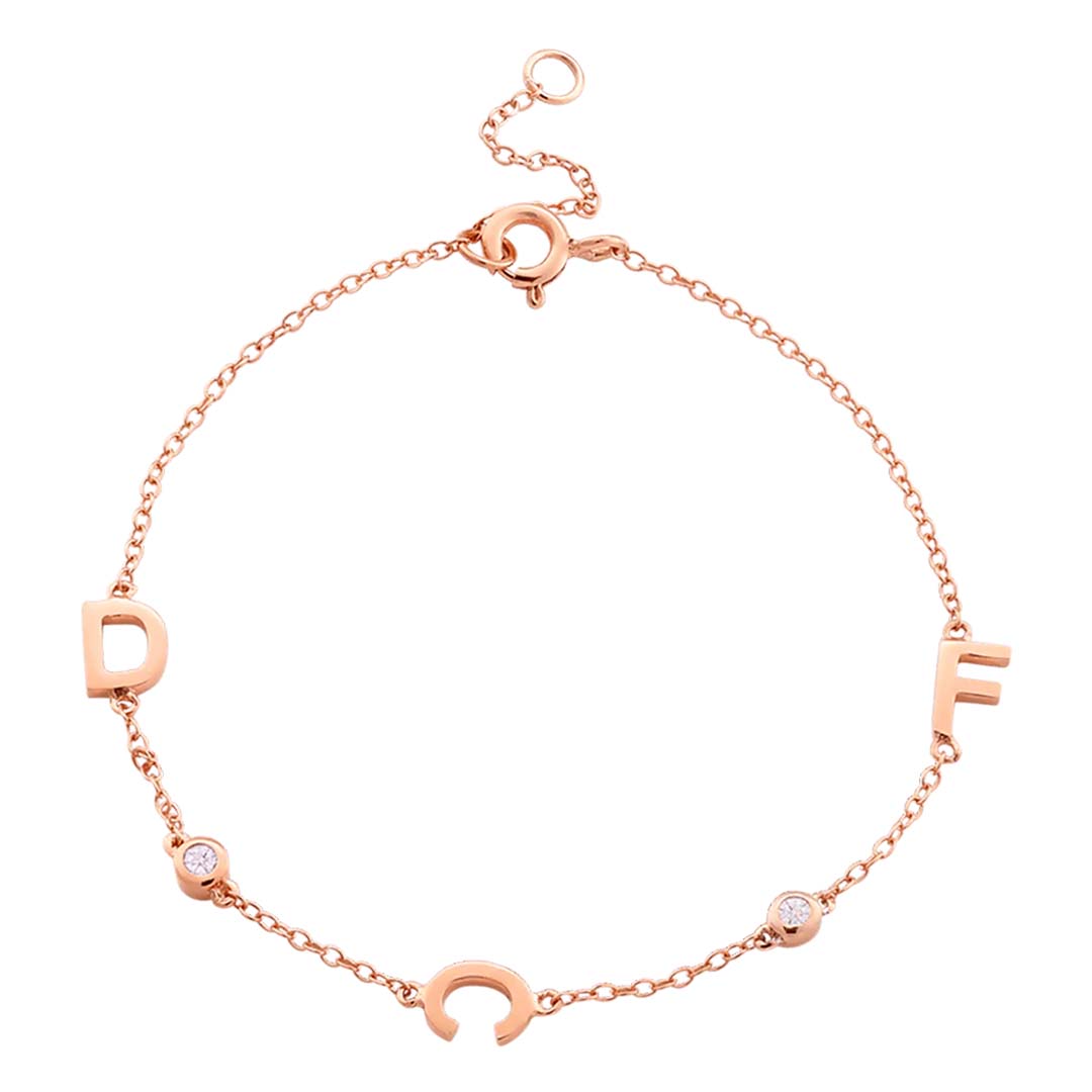 Customized Personalized Diamond Letter Bracelet-ancustom