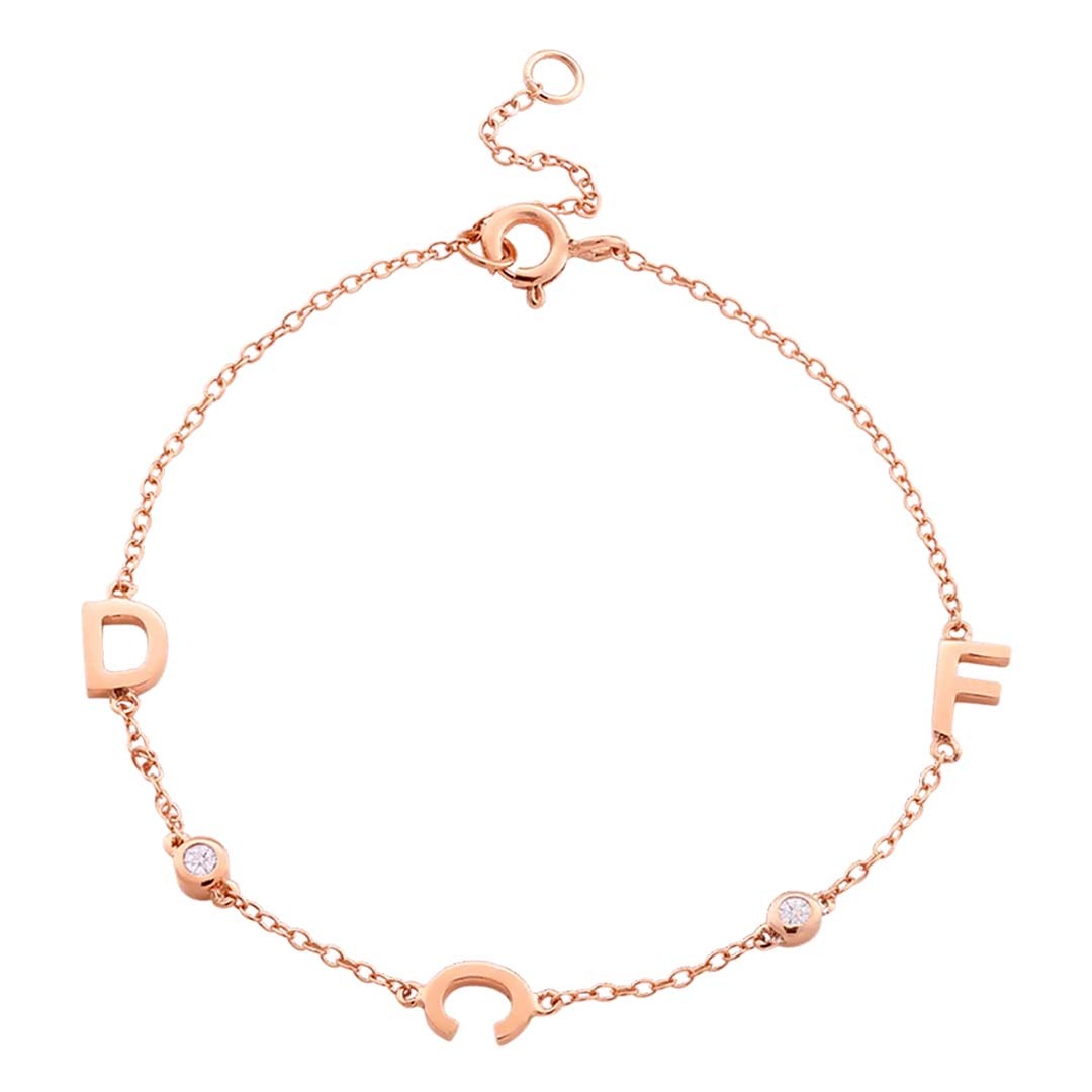 Customized Personalized Diamond Letter Bracelet-ancustom