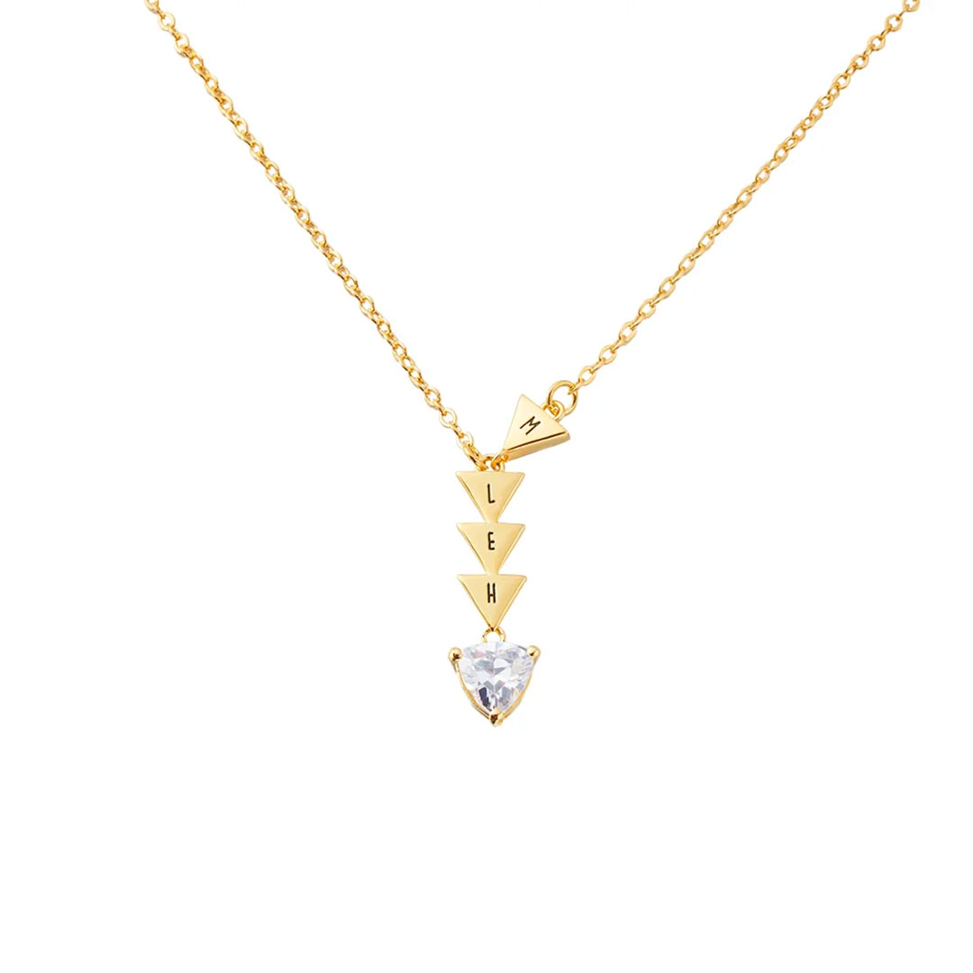 Personalized Thank You for Being My Badass Tribe Friendship Necklace with 2 - 5 Initial Triangles and Rhinestone Anniversary Birthday Gift for Her-ancustom