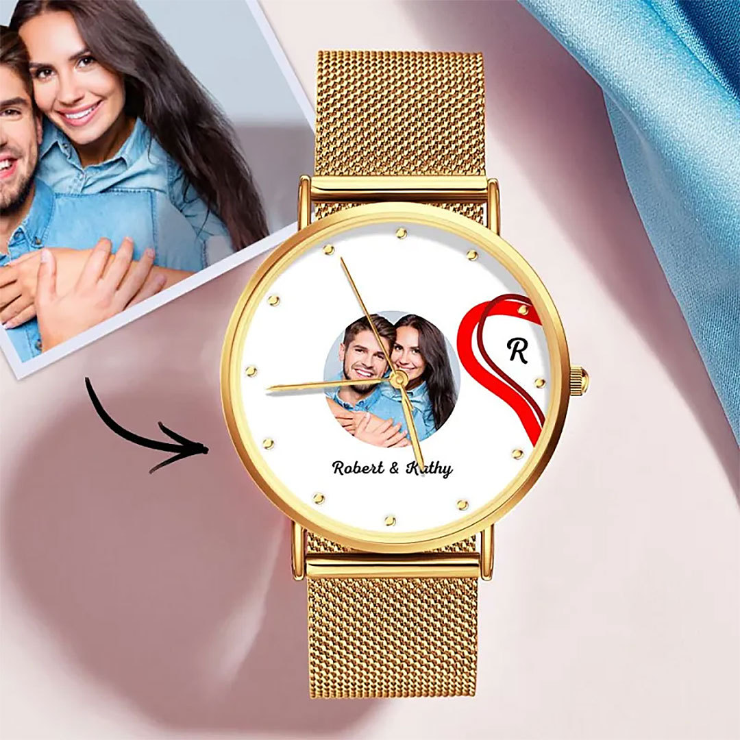 Splicing Red Heart Photo Watch Romantic Valentine's Day Gifts For Couples-ancustom